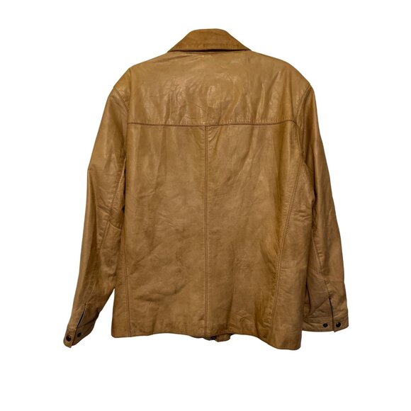 Marc New York Andrew Marc XL Tan Zip-Up Leather Jacket With Polyester Lining - Picture 2 of 7